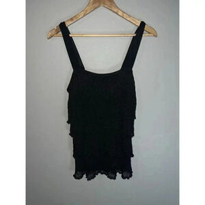 White House Black Market Crochet Layered Ruffle Top